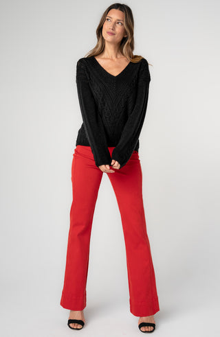 Long Slv Vneck Sweater
