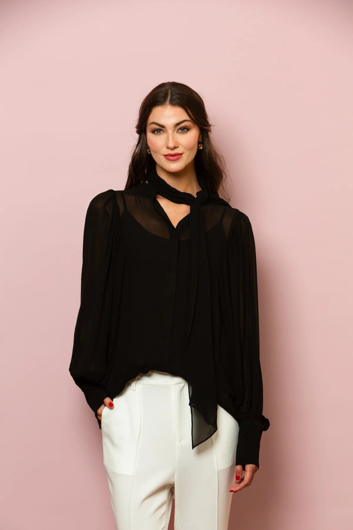 Laura Chiffon Button Down Blouse