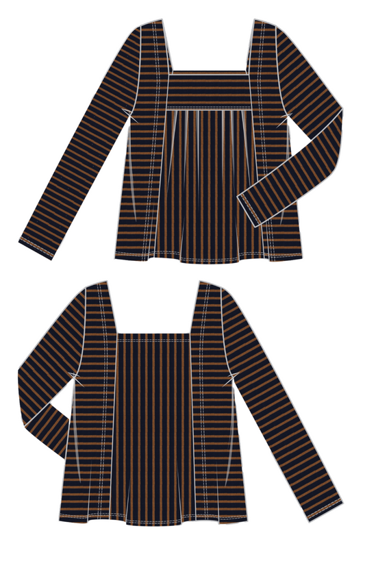 Long Sleeve Square Neck Knit Top