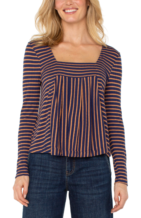 Long Sleeve Square Neck Knit Top