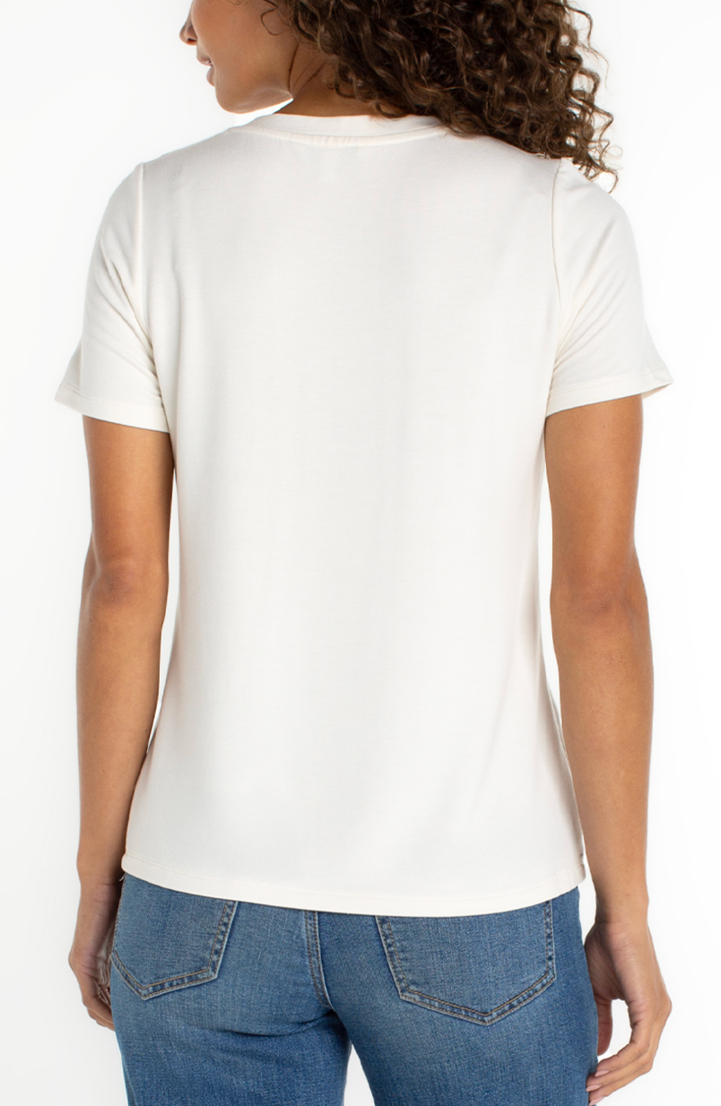 Short Sleeve V-neck Knit Tee