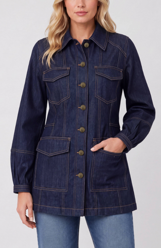 Lantern Sleeve Denim Jacket