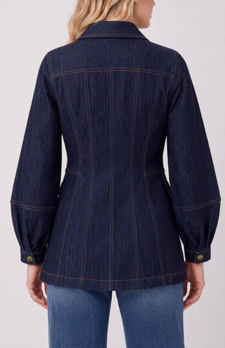 Lantern Sleeve Denim Jacket