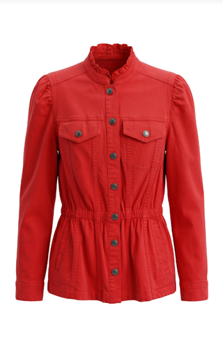 Trucker Jacket with Ruffles