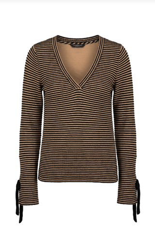 Long Sleeve Vneck Knit Top W/ Ties
