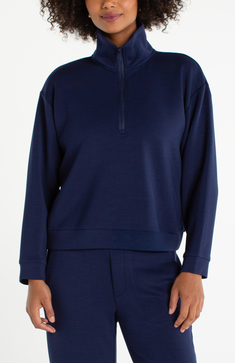 Half Zip Popover Long Sleeve Top
