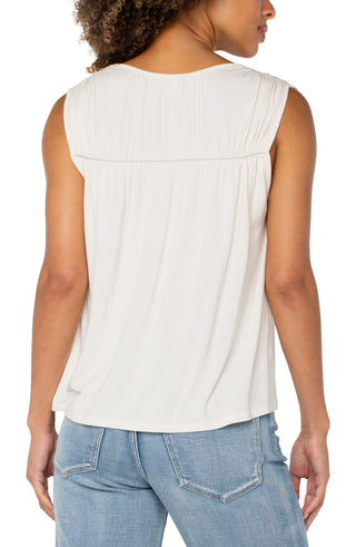 Sleeveless Shirred Detail Knit Top 25" Hps