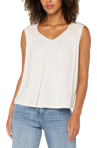 Sleeveless Shirred Detail Knit Top 25" Hps