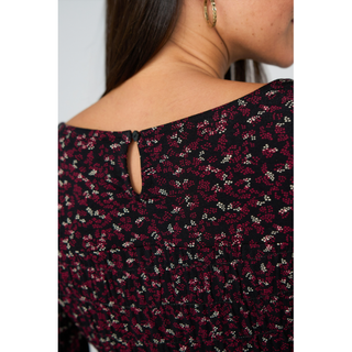 3/4 Sleeve Smocked Knit Top