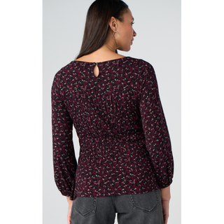 3/4 Sleeve Smocked Knit Top