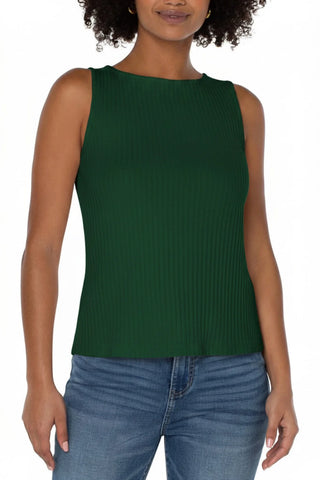 Sleeveless High Boatneck Knit Top