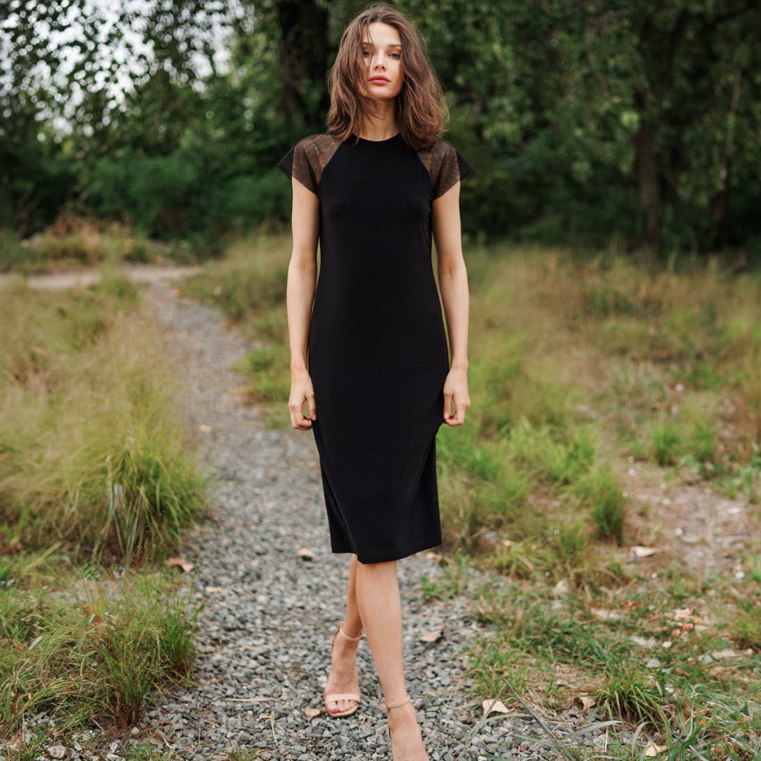 Mia Mesh Cap Sleeve Dress