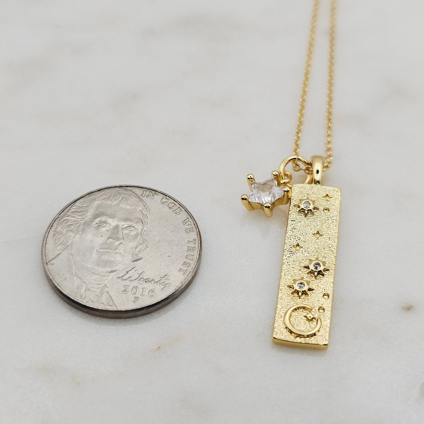 Stars and Moon Bar Necklace