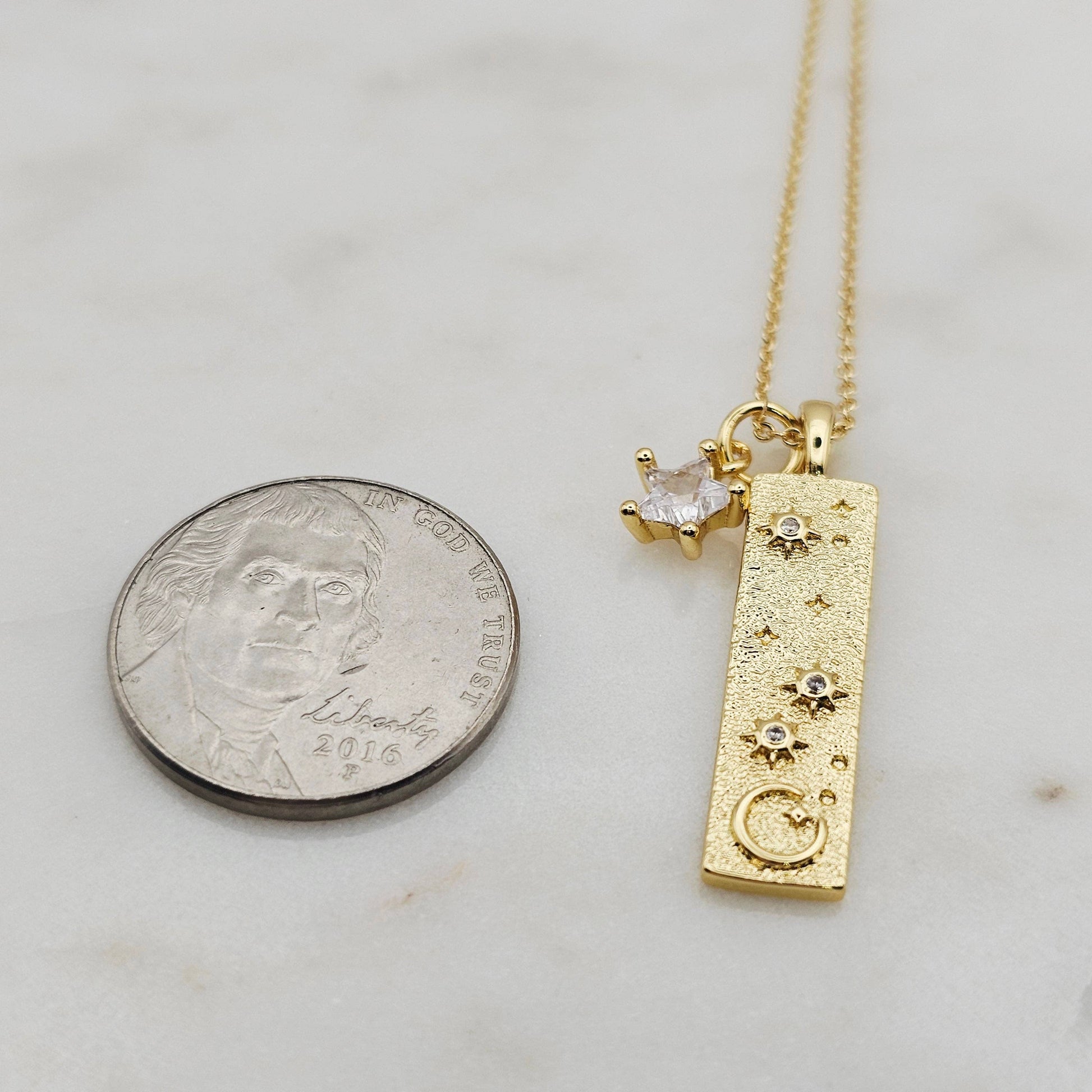 Stars and Moon Bar Necklace
