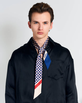 "Checkerboard" Silk Skinny Scarf