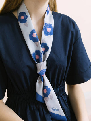 "Camellia" Silk Skinny Scarf