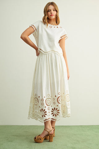 Floral Embroidered Full Skirt