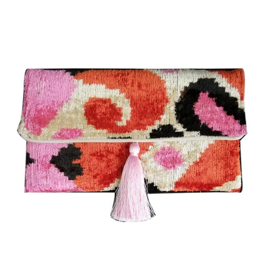 Silk Velvet Ikat Clutch