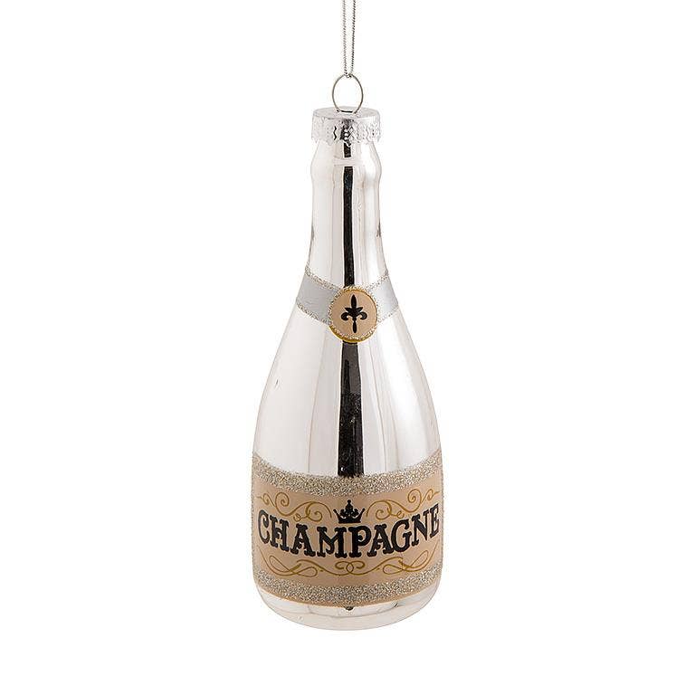 Champagne Bottle Ornament - 5"H
