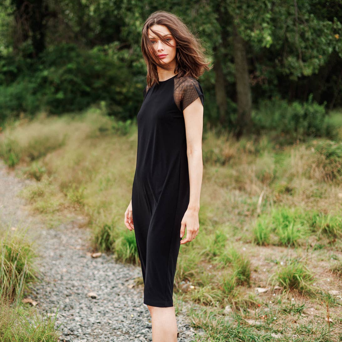 Mia Mesh Cap Sleeve Dress