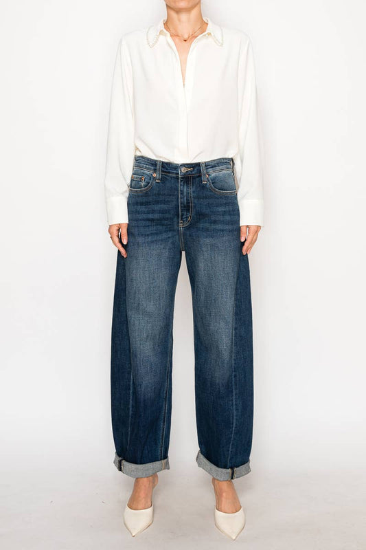 Taylor High Rise Dark Barrel Jeans