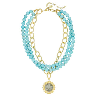 Gold & Buffalo Turquoise Necklace