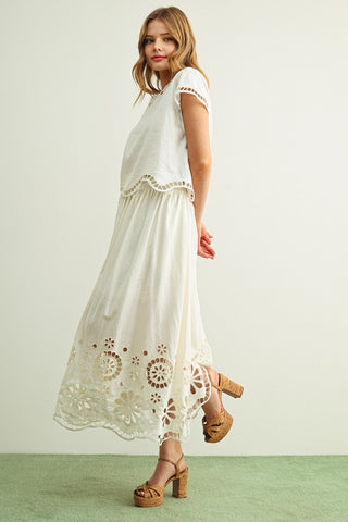 Floral Embroidered Full Skirt