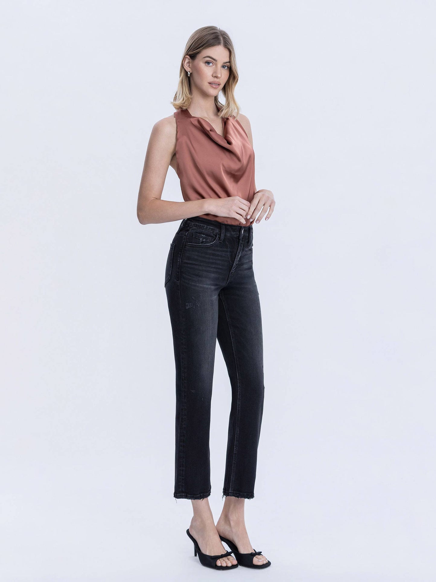 Olivia Mid Rise Ankle Straight Jeans
