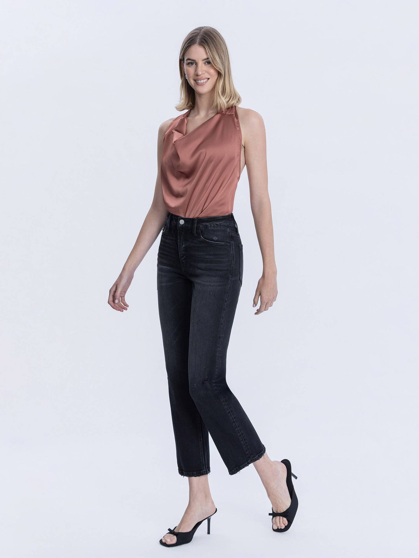 Olivia Mid Rise Ankle Straight Jeans