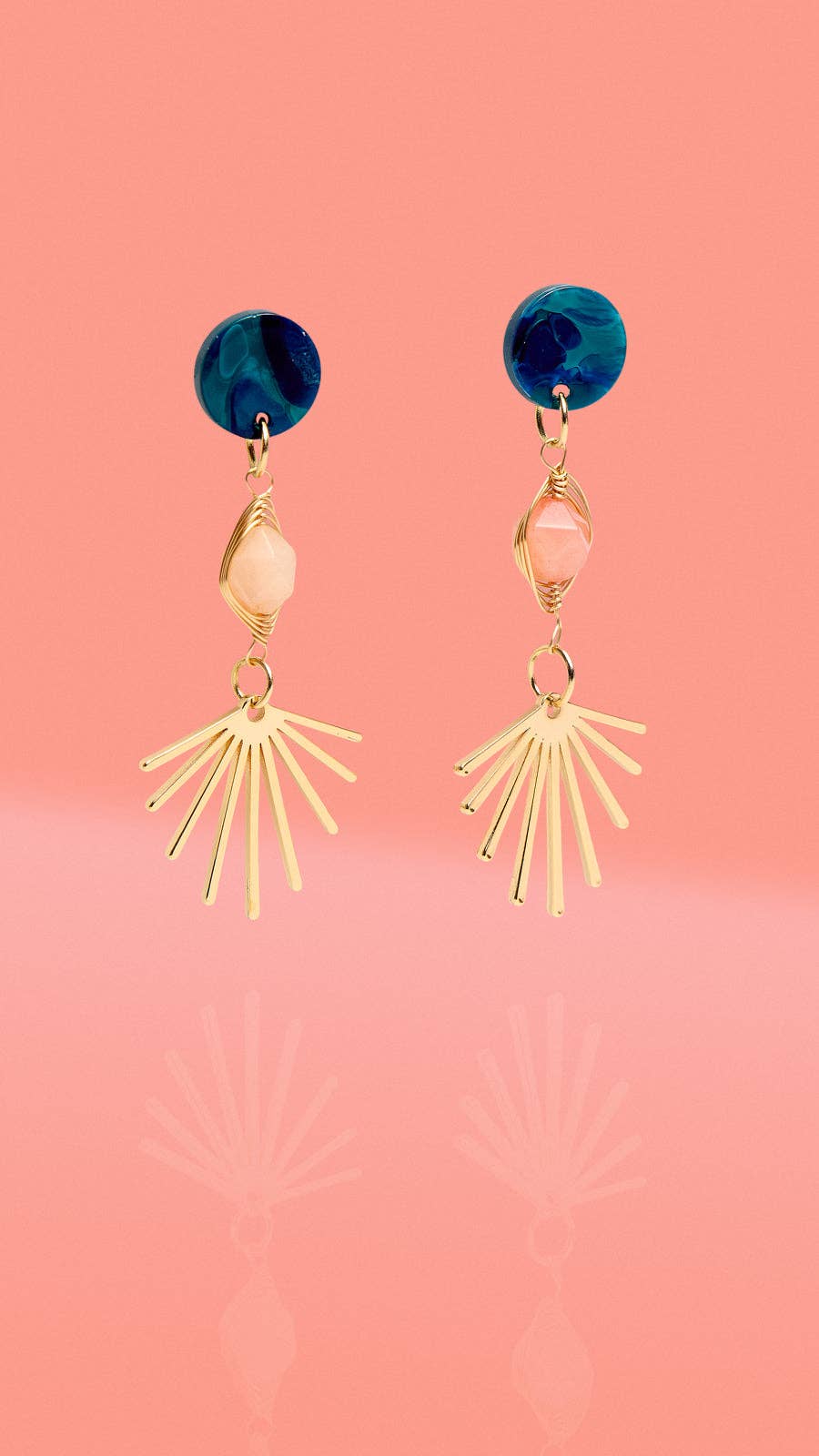 Fall Statement Three Tier Dangle Midnight Blue + Pink