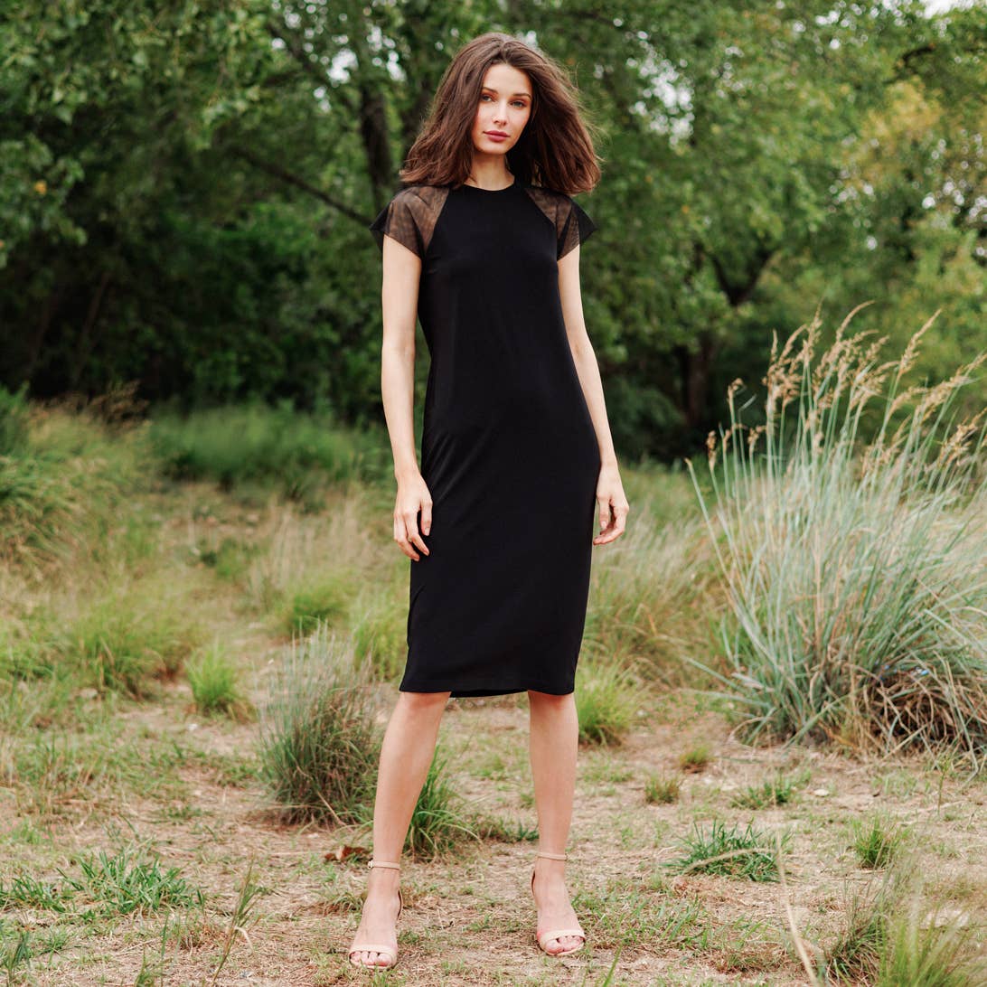 Mia Mesh Cap Sleeve Dress