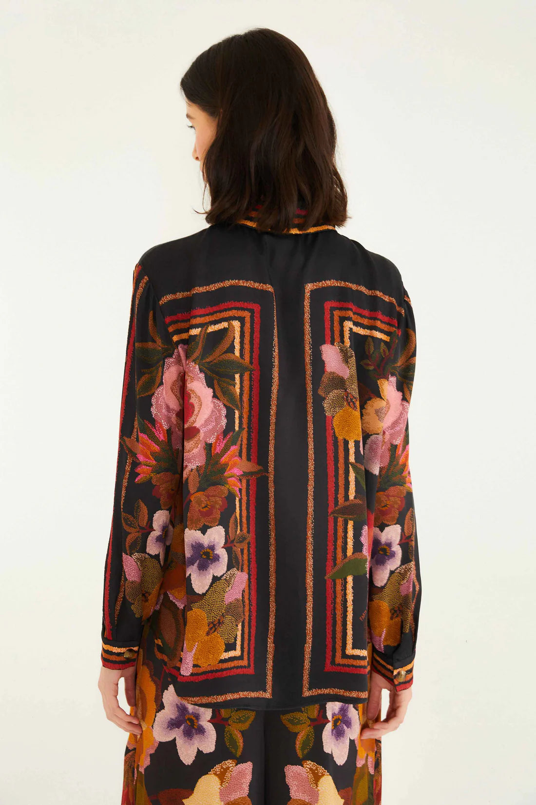 Chenille Flowers Black Shirt