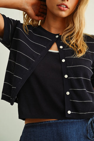 Stripe Cardigan With Top