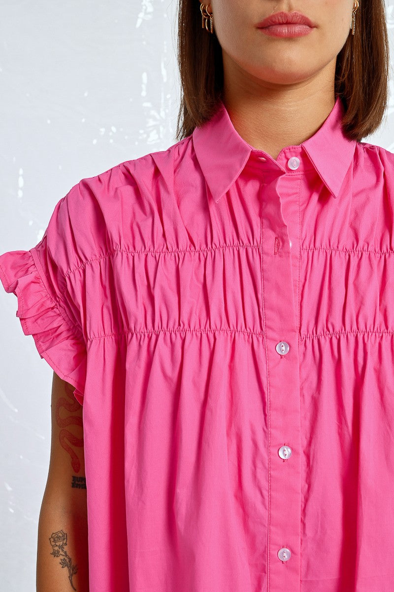 Gathered Shirt Dress