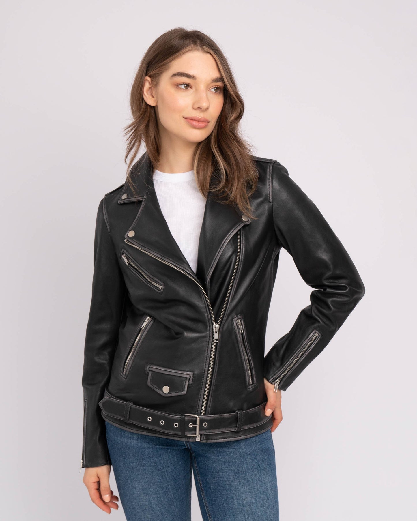Oversized Leather Biker Jacket