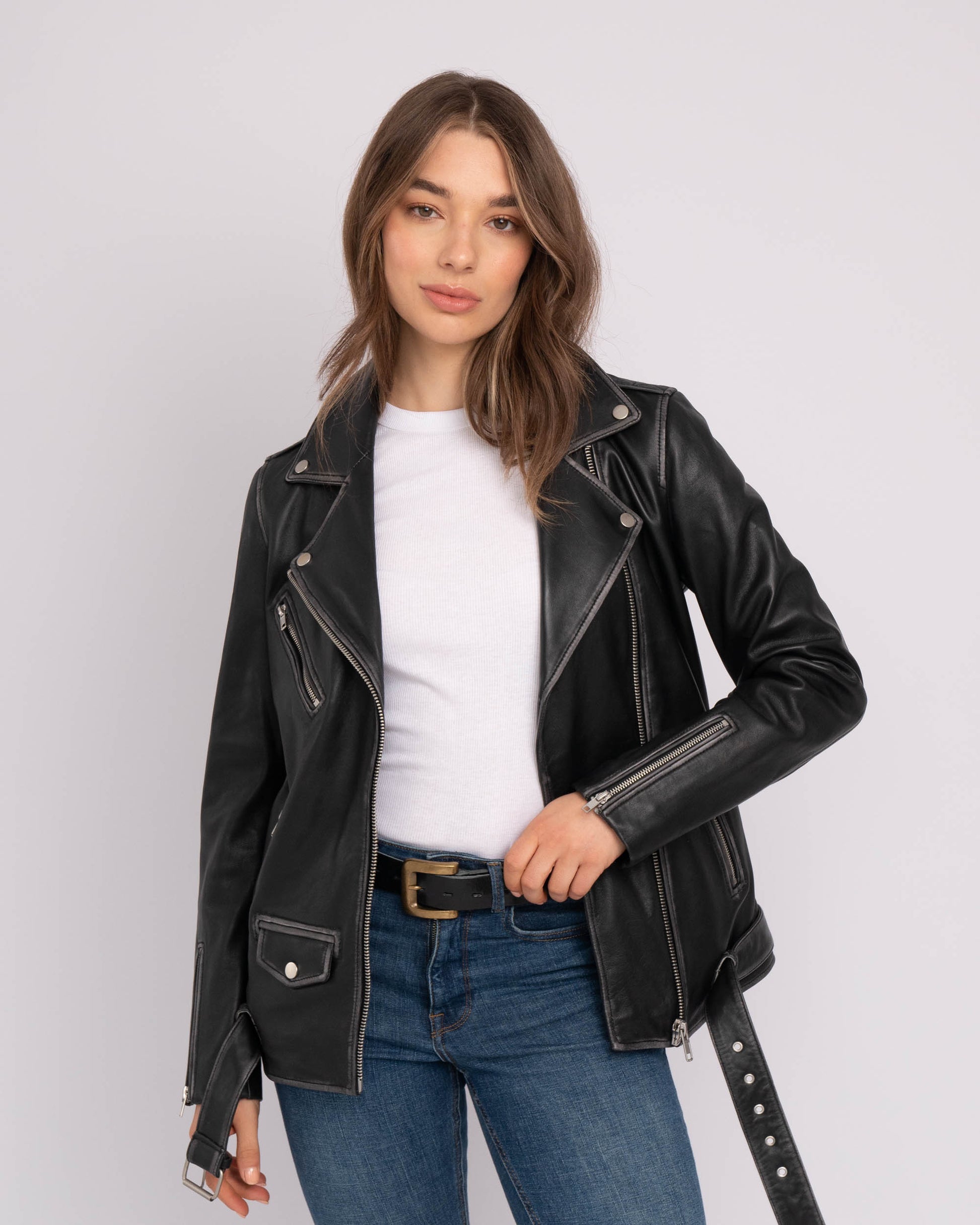 Oversized Leather Biker Jacket