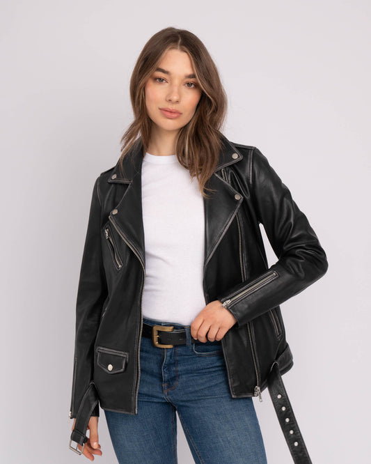 Oversized Leather Biker Jacket