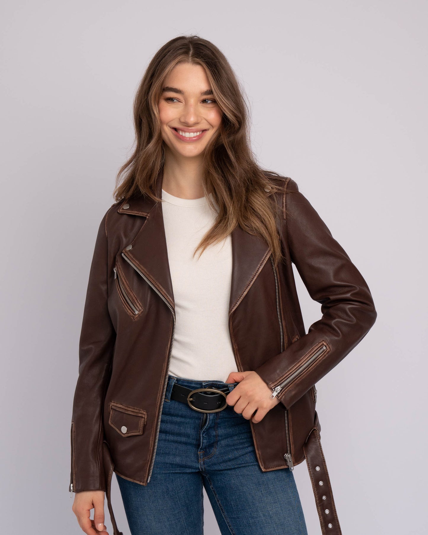 Oversized Leather Biker Jacket