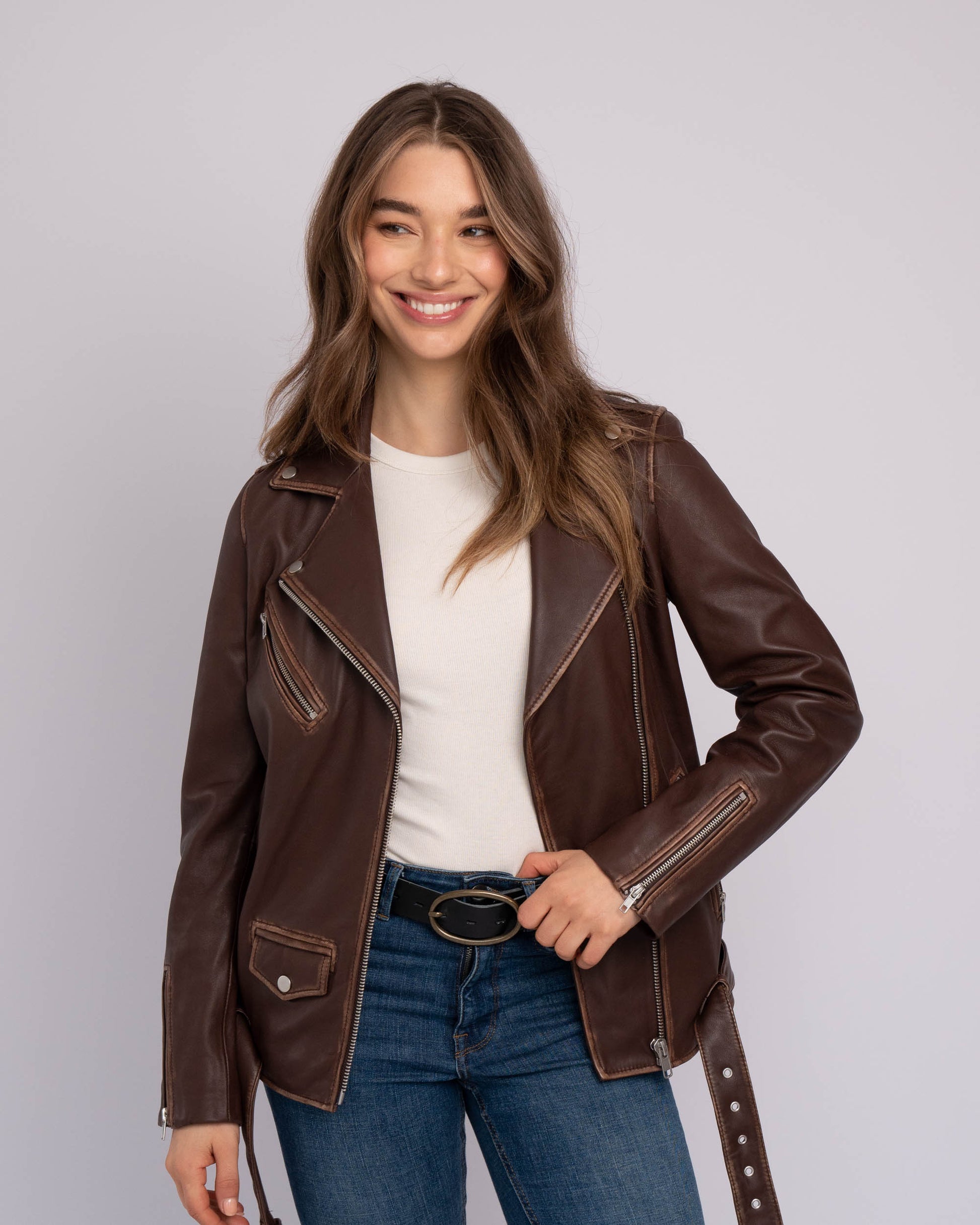 Oversized Leather Biker Jacket