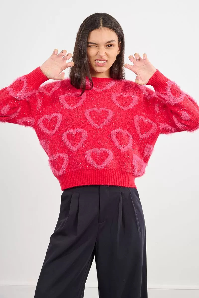 Heart Patten Knitted Sweater