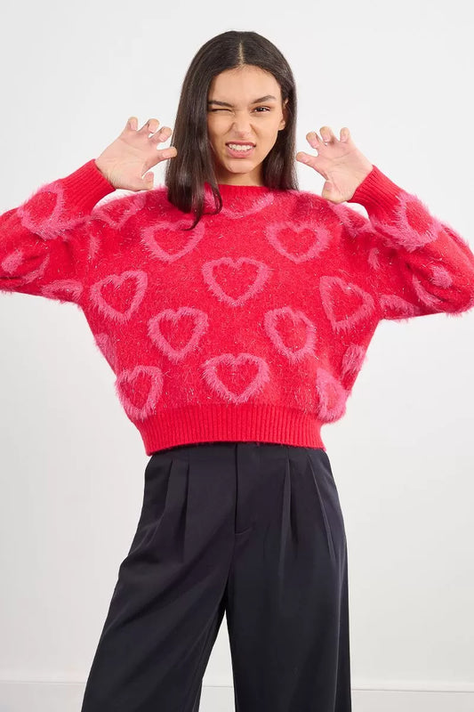 Heart Patten Knitted Sweater