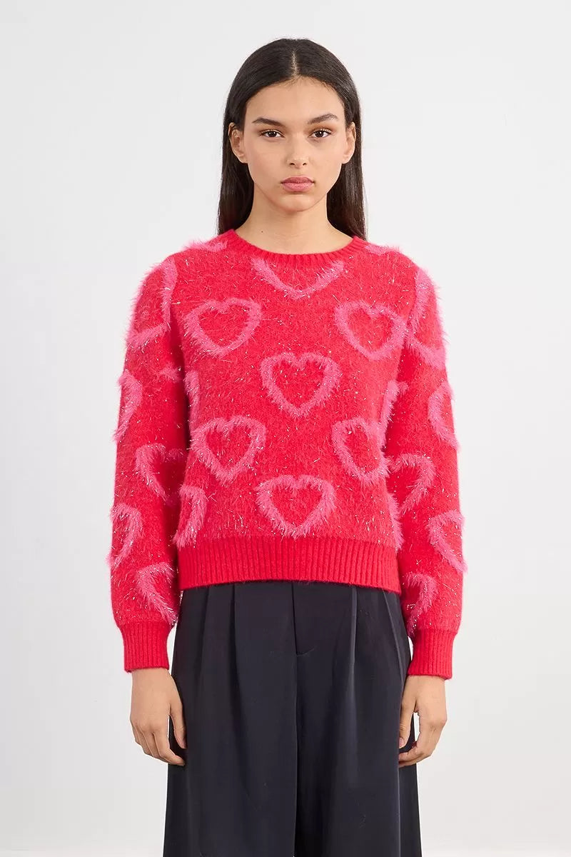 Heart Patten Knitted Sweater