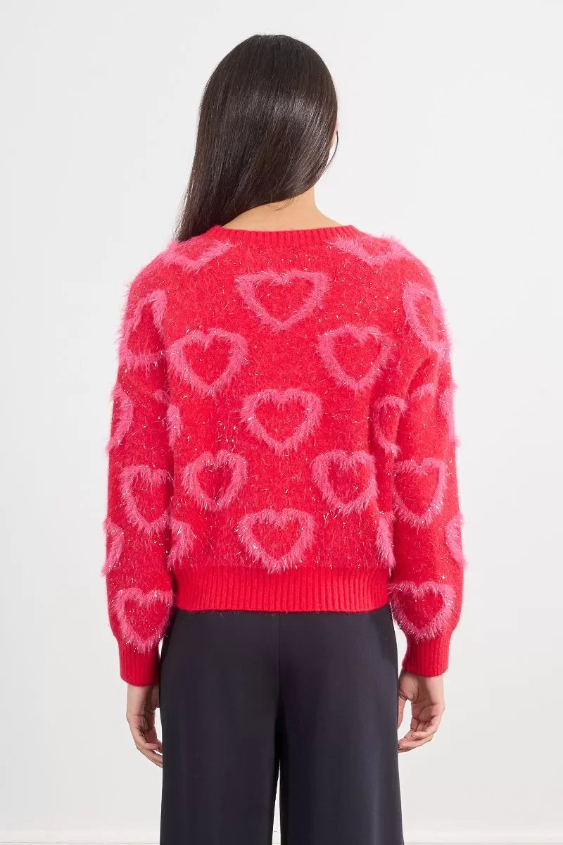 Heart Patten Knitted Sweater