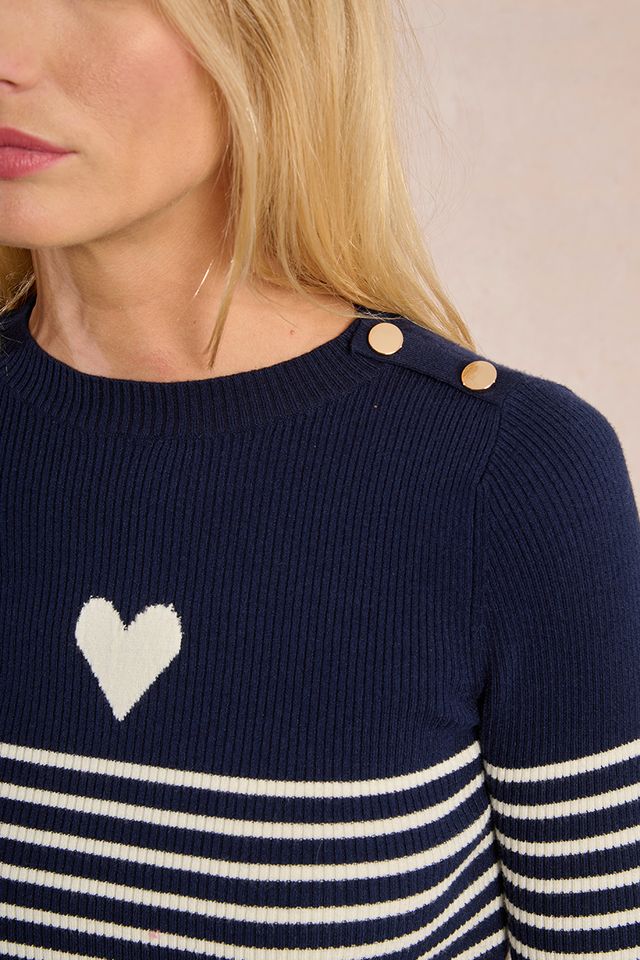 Eloise Striped Heart Sweater