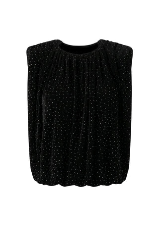 Sleeveless Draped Knit Top W/ Shoulder Pads