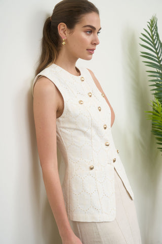 Linen Eyelette Vest