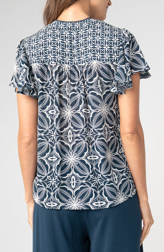 Flutter Sleeve Mix Print Top
