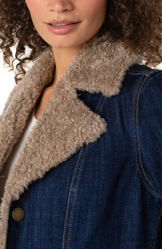 Sherpa Trimmed Notch Collar Jacket