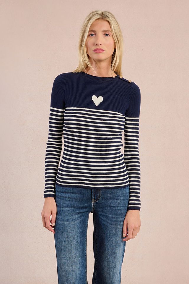 Eloise Striped Heart Sweater