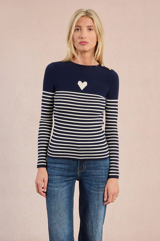 Eloise Striped Heart Sweater